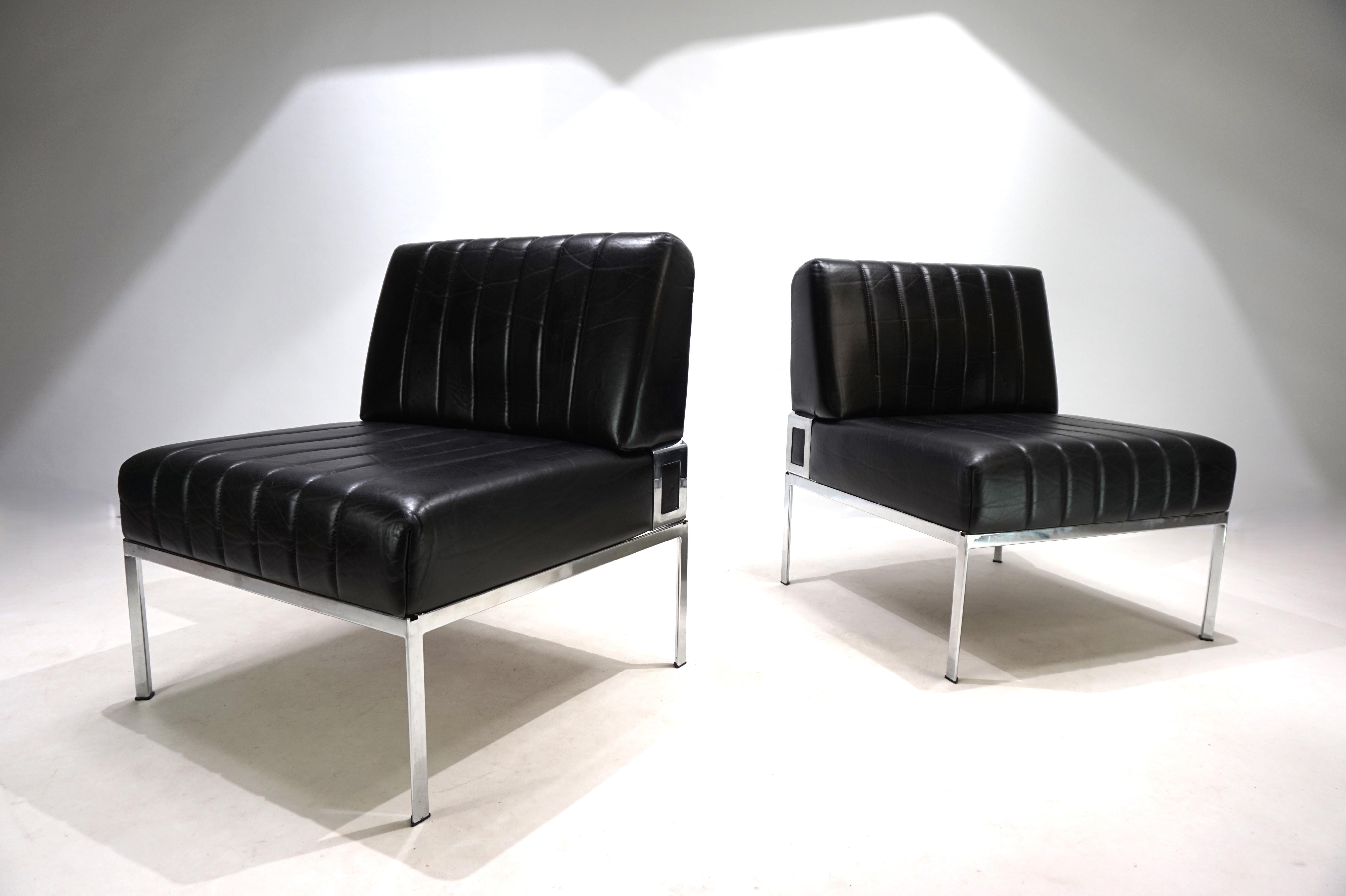 Ensemble de 2 chaises longues en cuir Stoll Giroflex, 1970 en vente 10