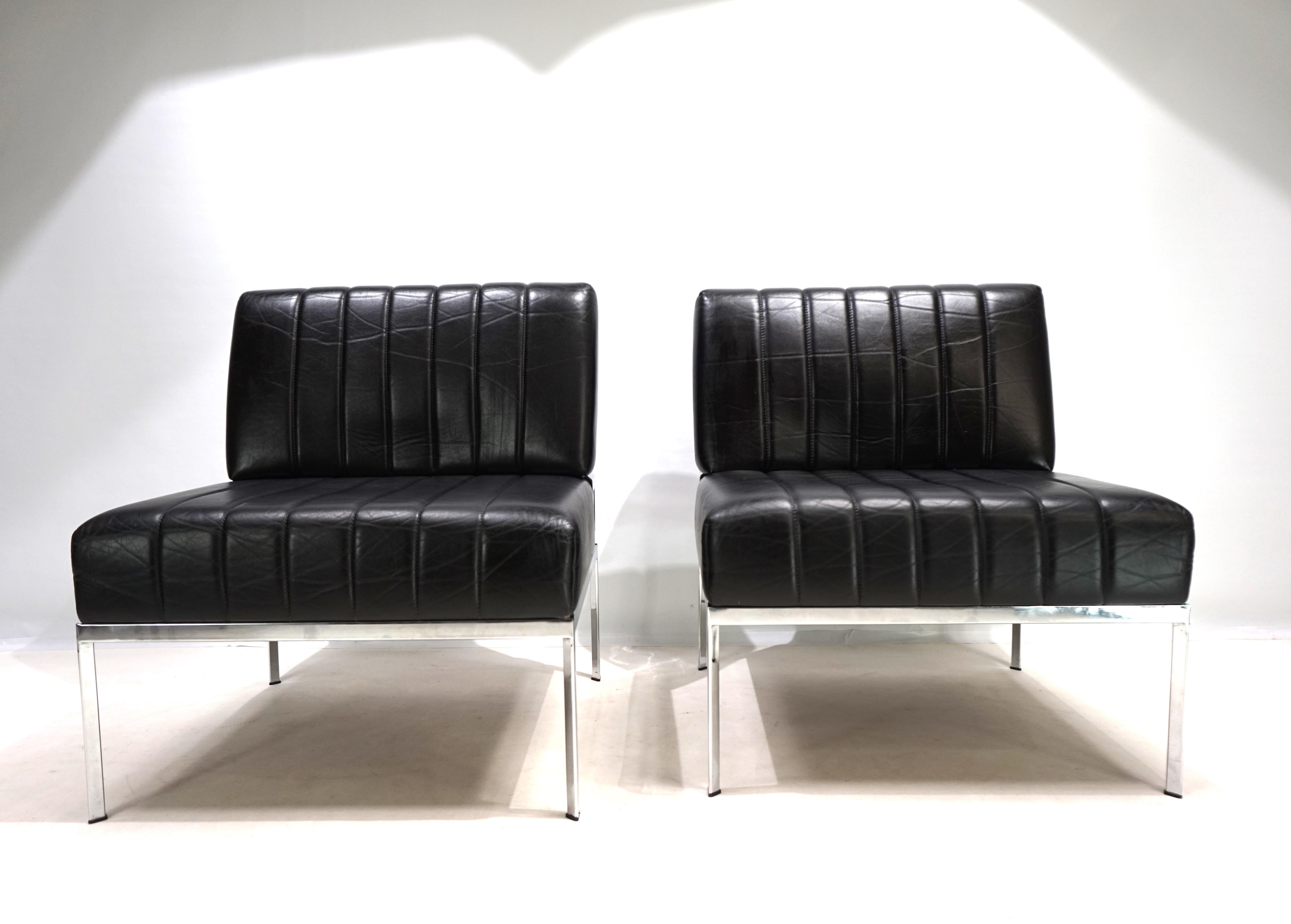 Ensemble de 2 chaises longues en cuir Stoll Giroflex, 1970 en vente 11