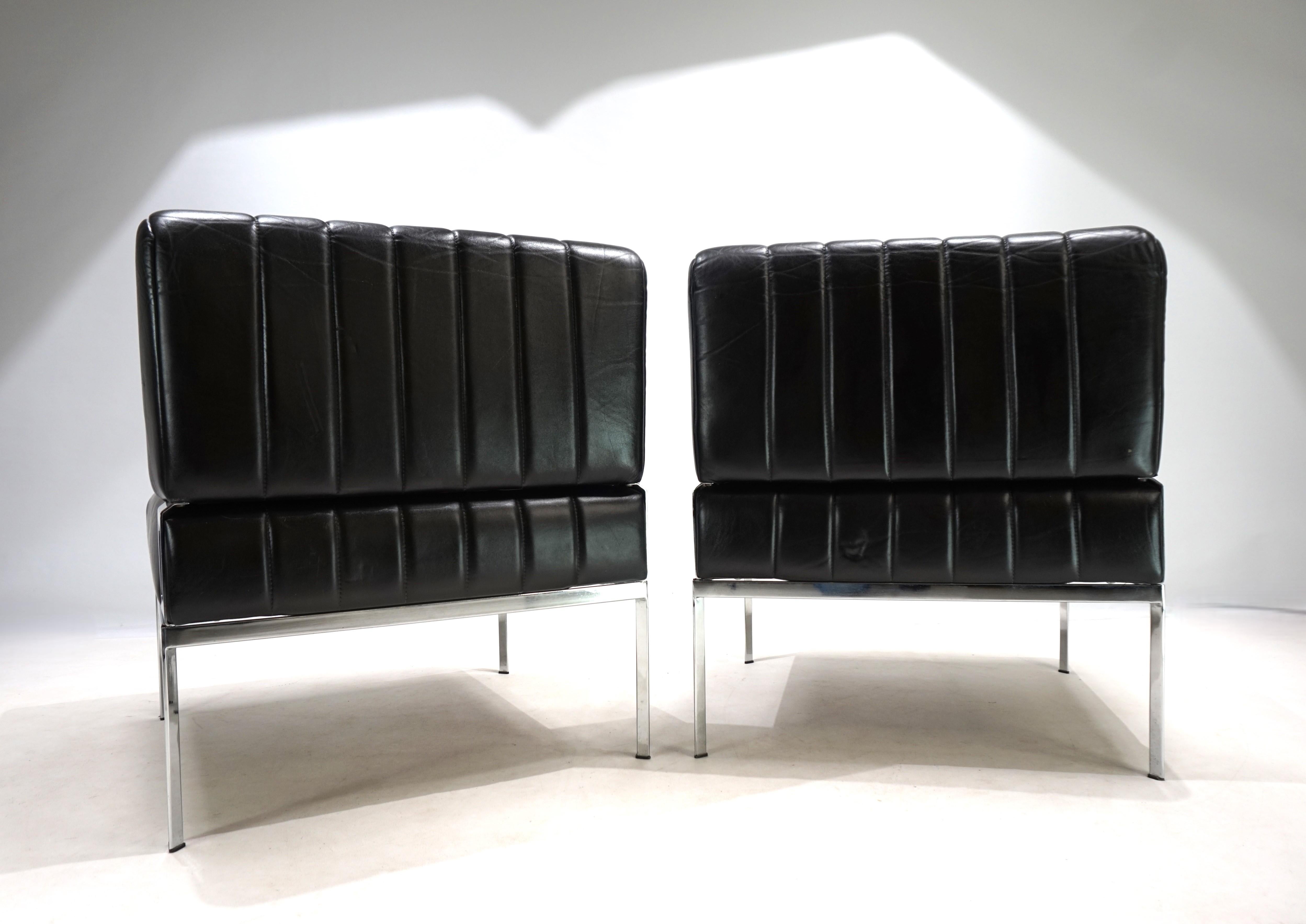 Mid-Century Modern Ensemble de 2 chaises longues en cuir Stoll Giroflex, 1970 en vente