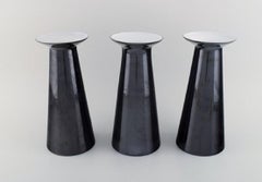 Stölzle-Oberglas, Austria, Three Beatrice and Nora Vases in Black Art Glass