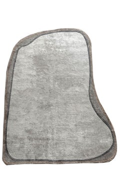 Stone, 8 x 10 Ft Hand-Tufted Bamboo Silk Rug, Gray Silver, Organic Design