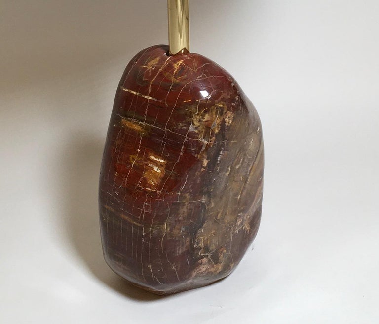 Stone Age gueridon with brass structure and base in semi-precious stone Jasper from Madagascar designed and produced by Studio Superego.
Jasper size: H 40 cm x W 25 cm x D 18 cm 

Biography
Superego editions was born in 2006, performing a constant
