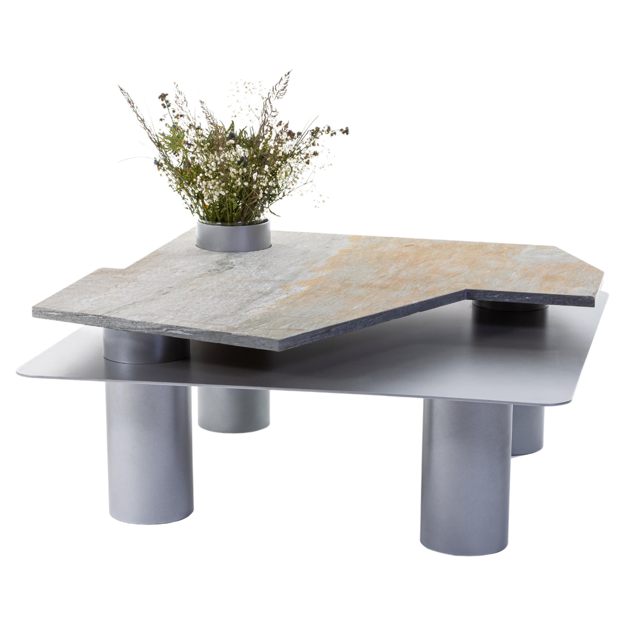 San Peyre coffee table, Stone & Aluminum by 13 Desserts For Sale