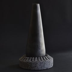 Stone and Black Clay Sculptural Bottle Handcarved Lava Stone Table Water Bottle