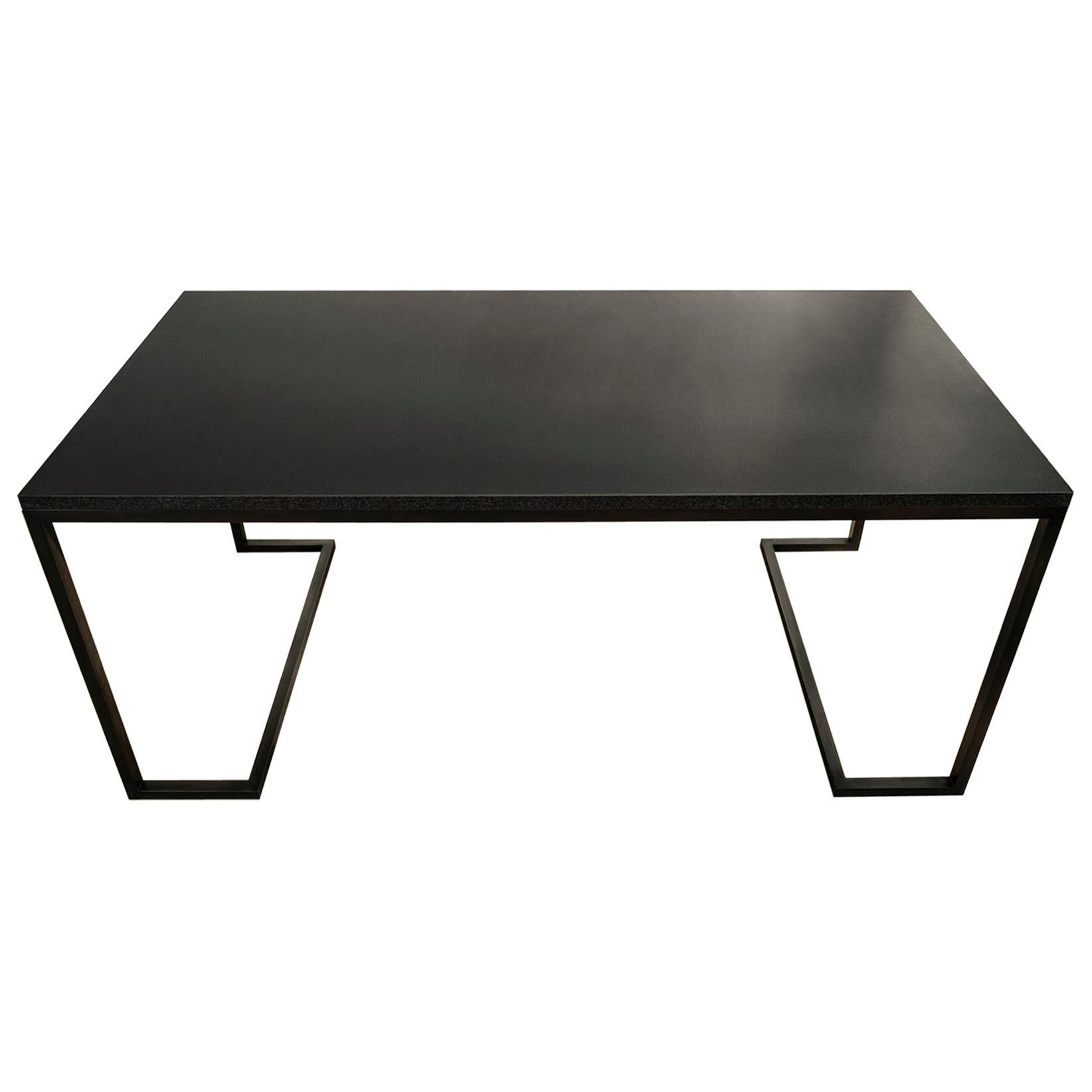 Stone and Brass Desk with Honed Granite Top by John Pawson For Sale