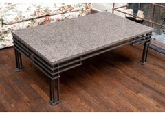 Stone And Bronzed Steel Coffee Table After Jean-Michel Wilmotte