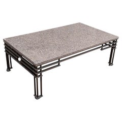 Stone And Bronzed Steel Coffee Table After Jean-Michel Wilmotte