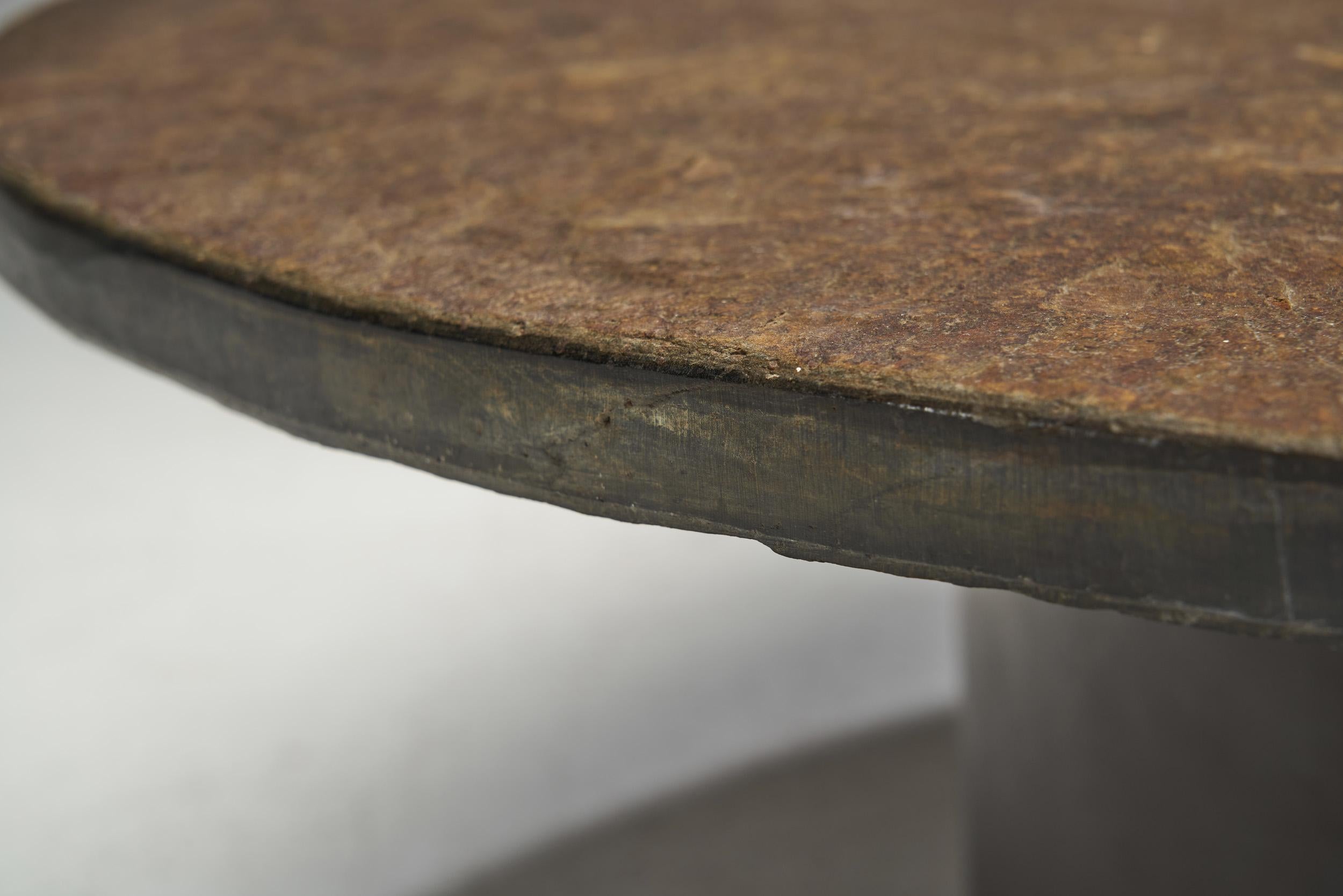 Stone and Iron Pedestal Coffee Table, Europe, circa 1950s 8