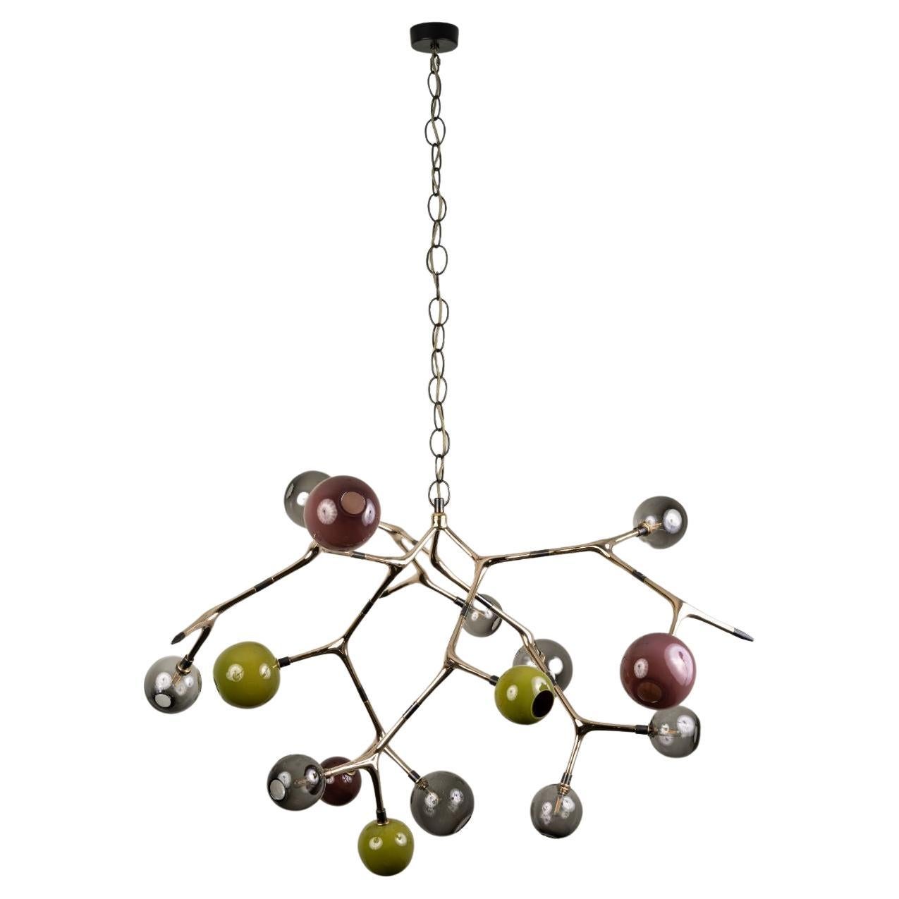 Stone and Polished Bronze Maratus 15 Pendant Lamp by Isabel Moncada For Sale