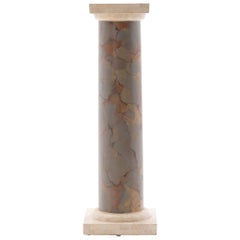 Stone and Polychrome Faux Marble Column Pedestal