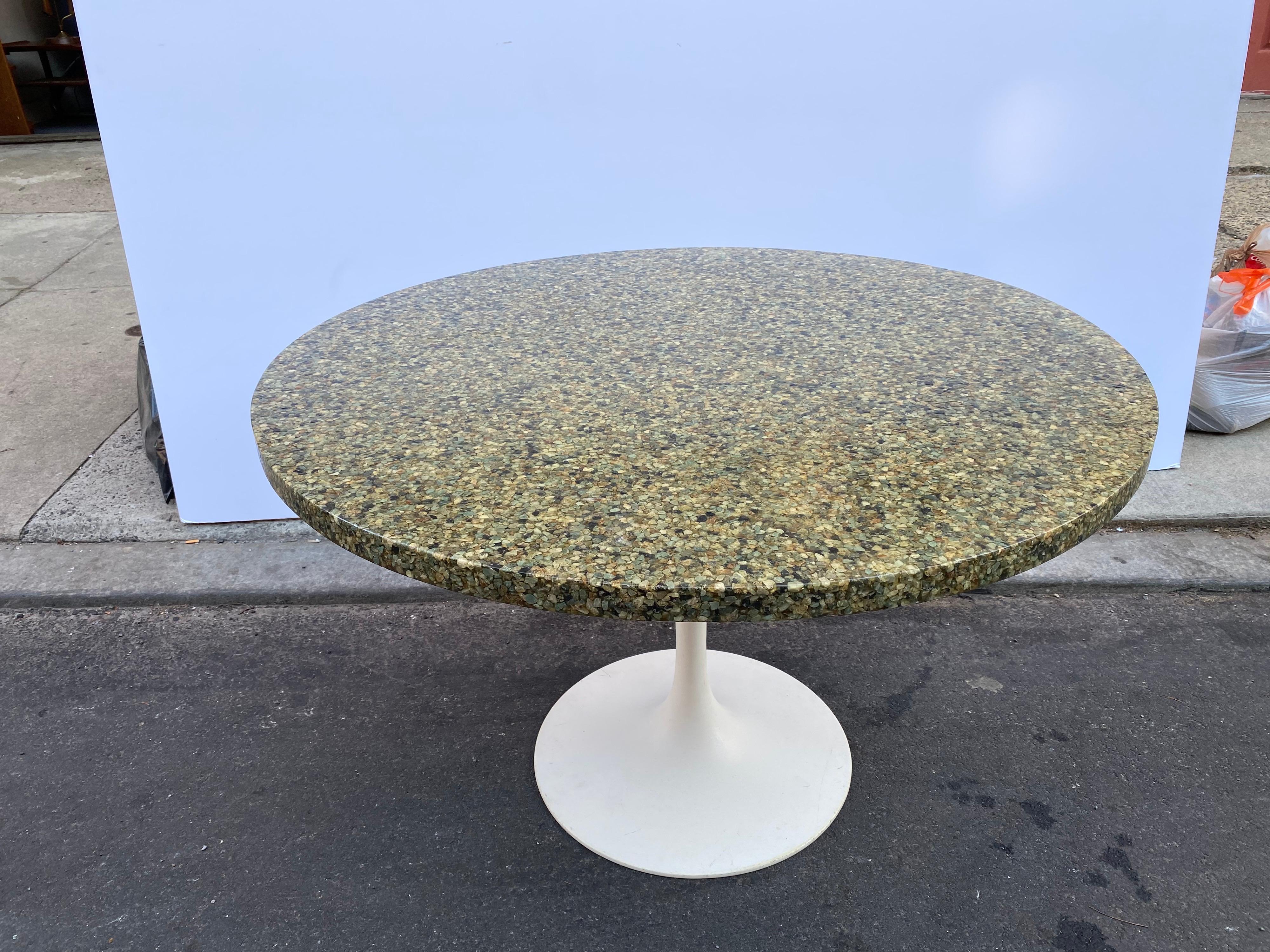 Aluminum Stone and Resin Round Table in the Style of Pierre Giraudon