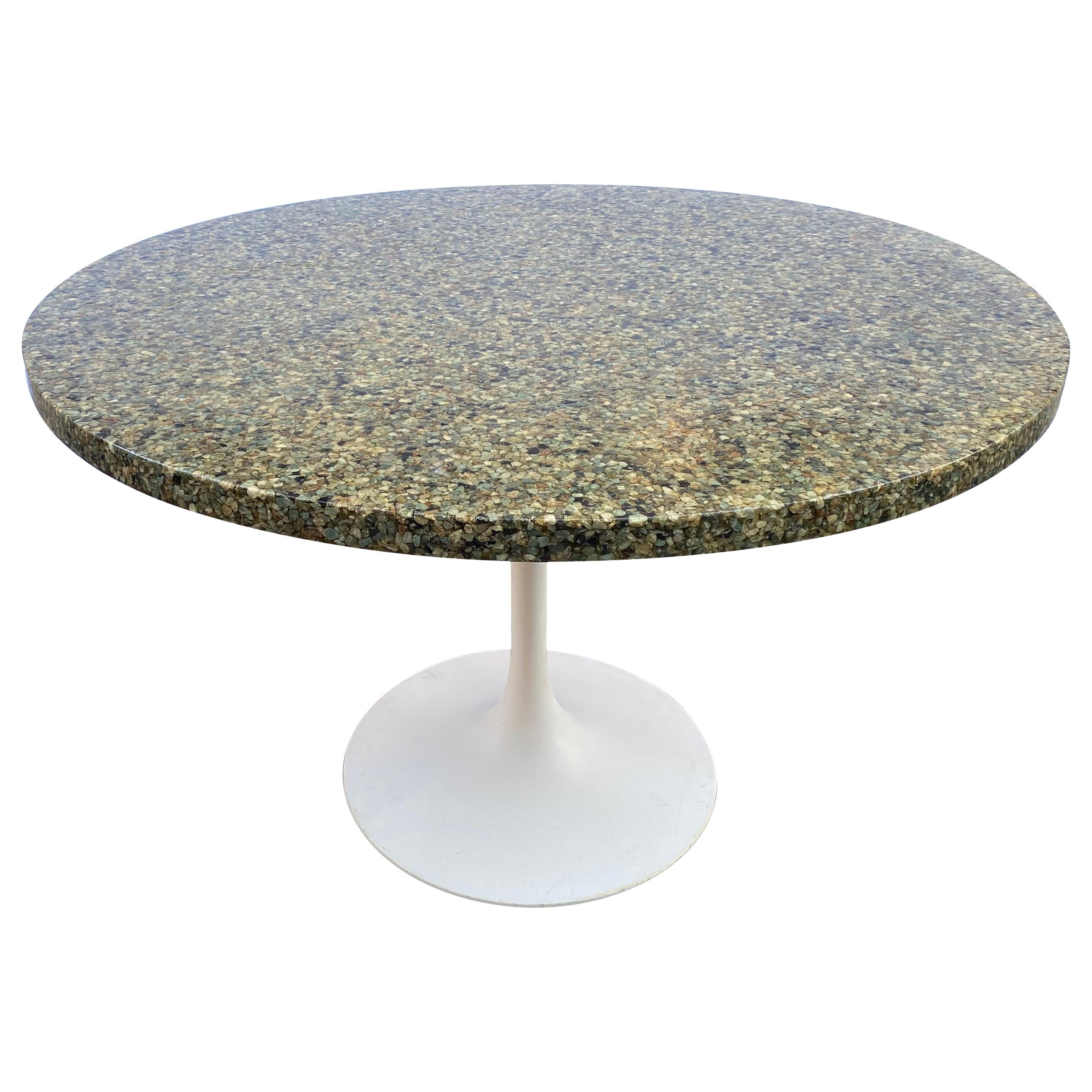 Stone and Resin Round Table in the Style of Pierre Giraudon