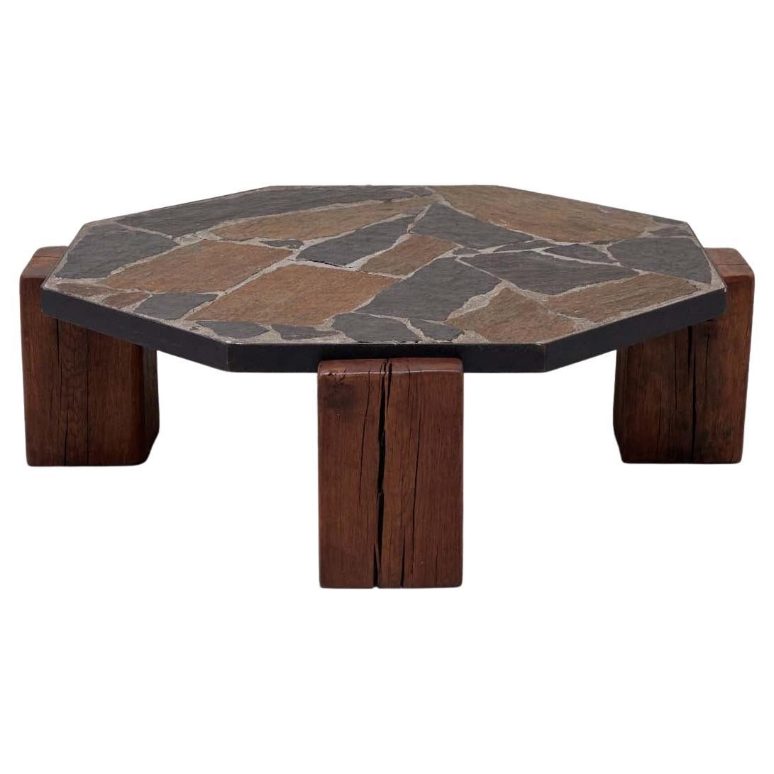 Stone and Wood Belgian Coffee Table