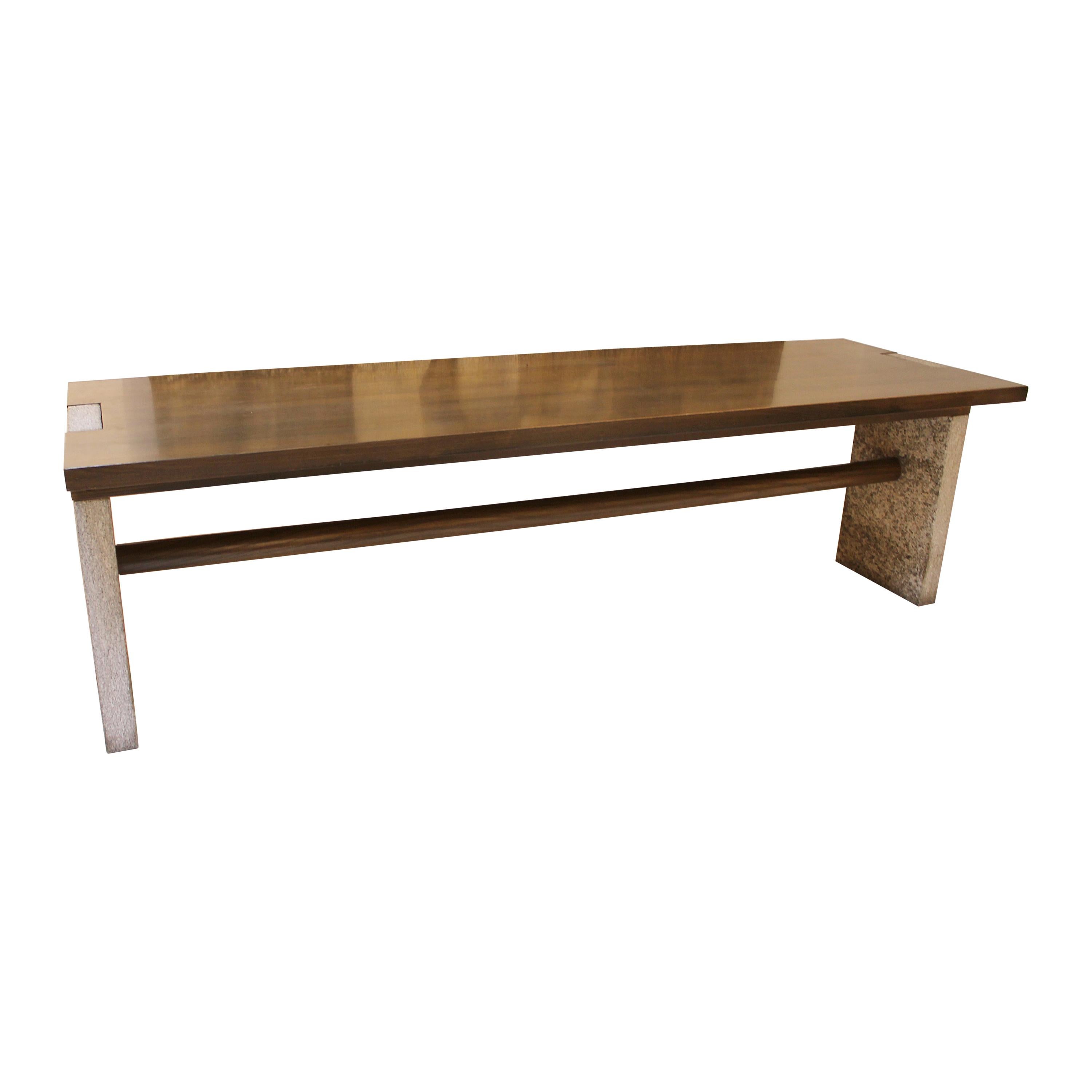 Stone and Wood Console Model 'Valmarana' by Carlo Scarpa for Simon, Italy, 1972 For Sale