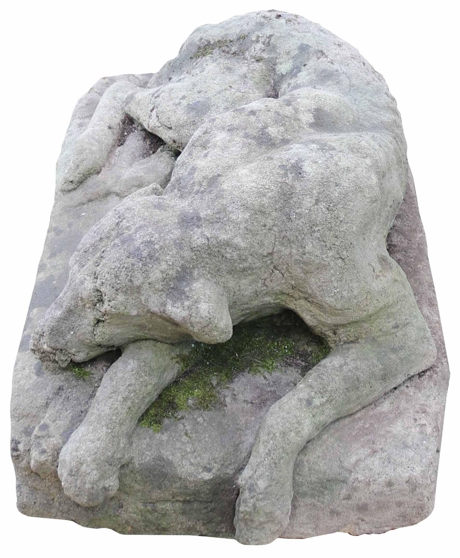 20th Century Stone Antique Resting Greyhound Statue