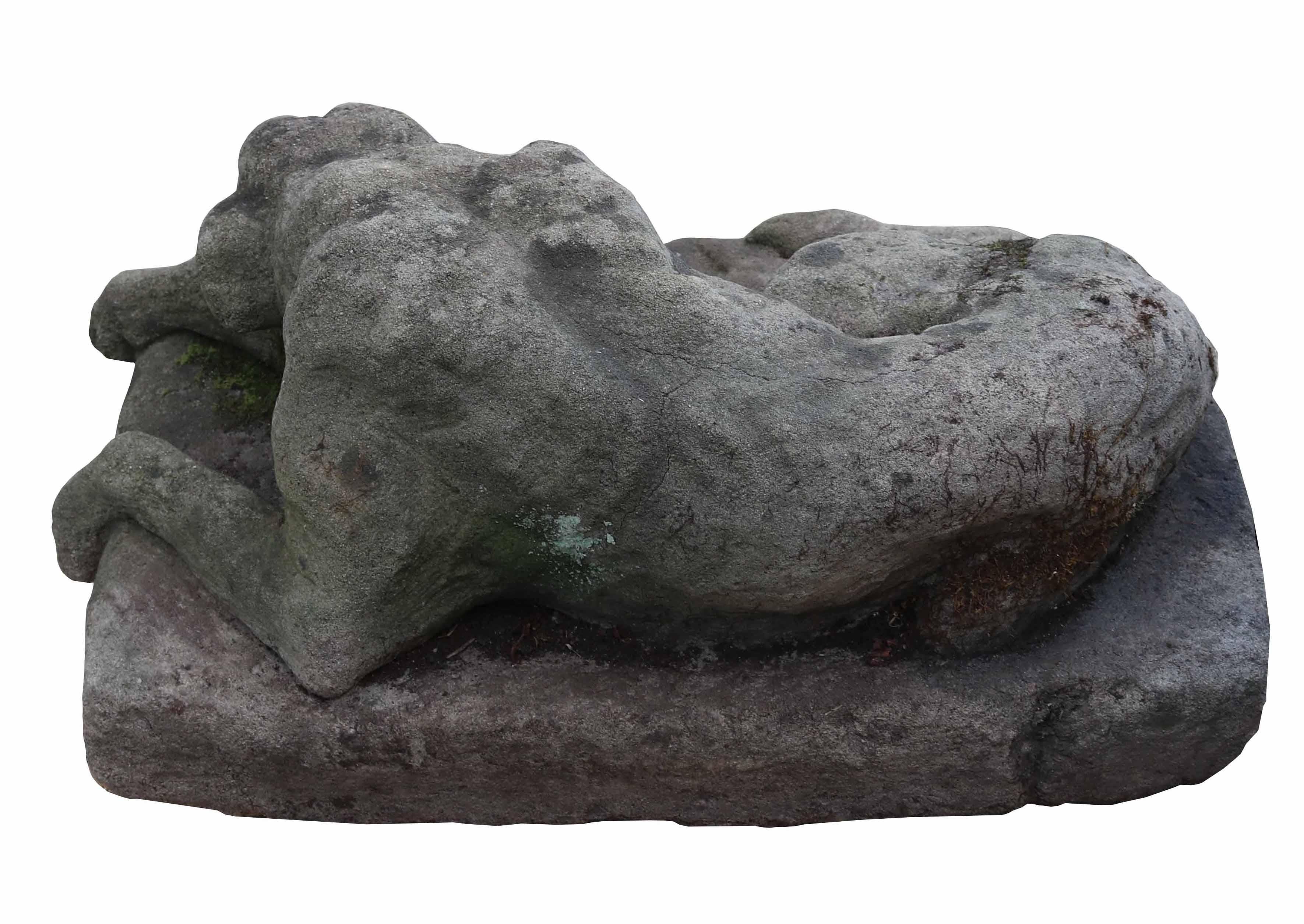 A Stone Antique Resting Greyhound Statue 2