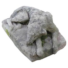 Stone Antique Resting Greyhound Statue