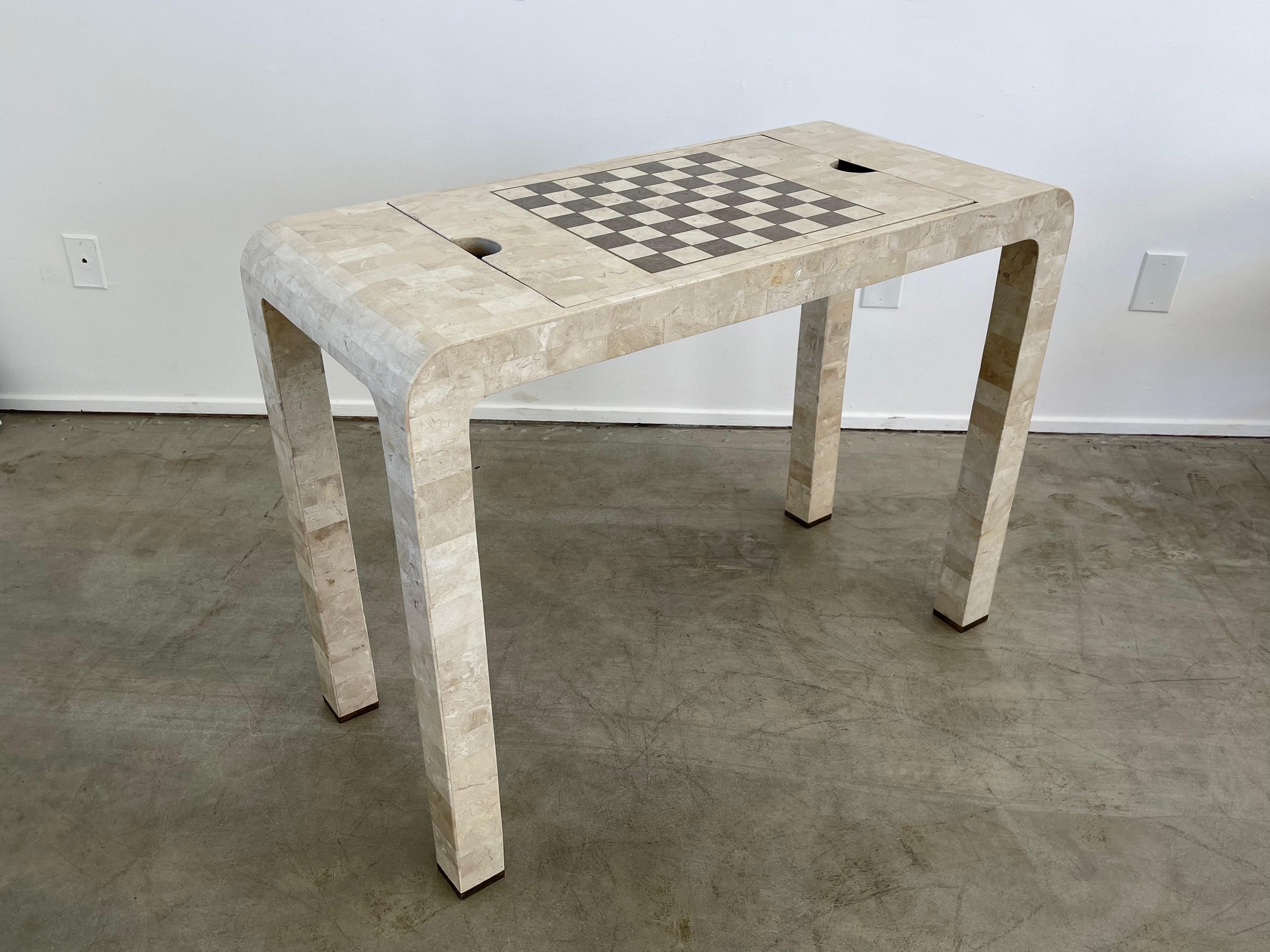 Late 20th Century Stone Backgammon/Checkers Table