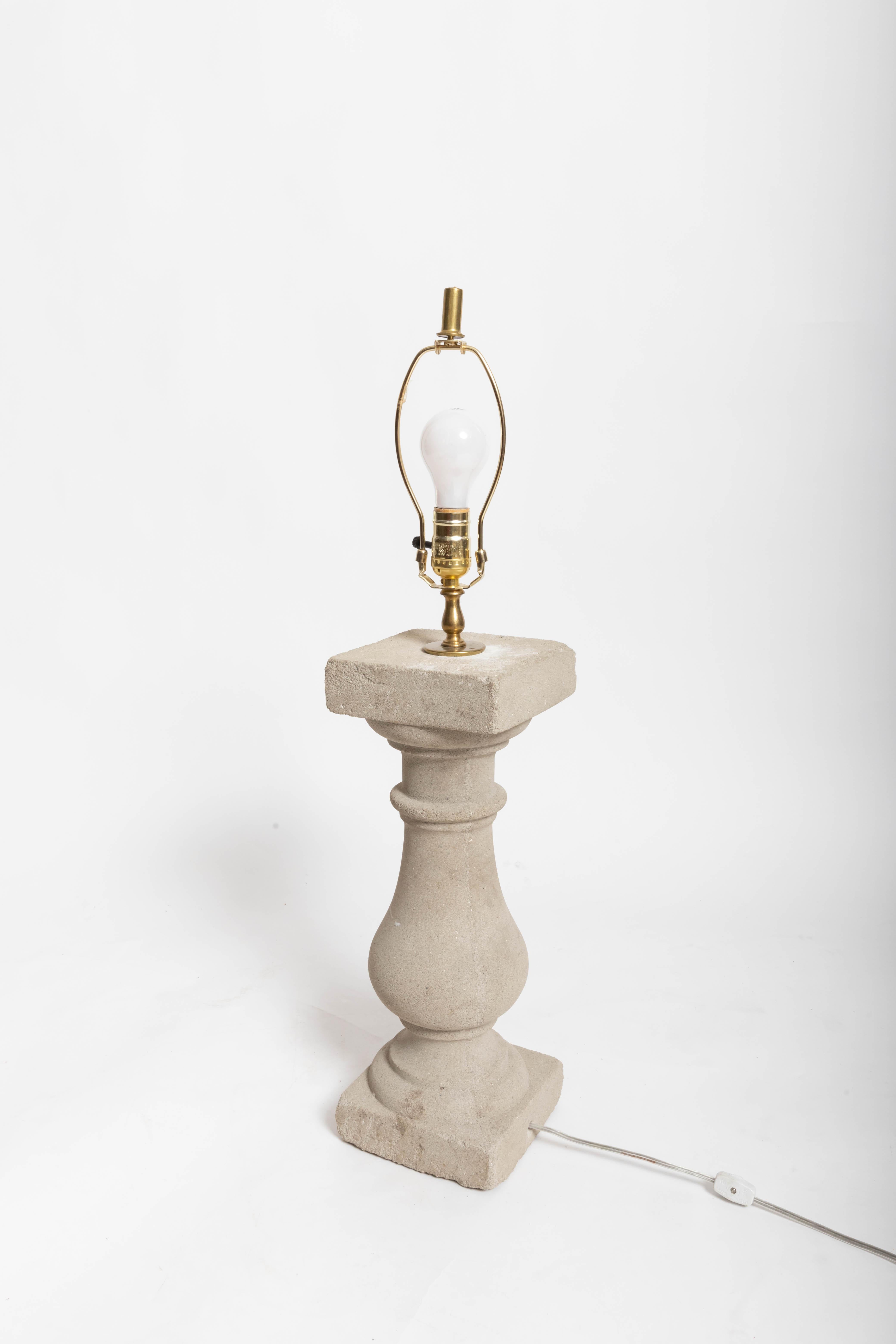 Stone Balustrade Lamp In Good Condition For Sale In East Hampton, NY