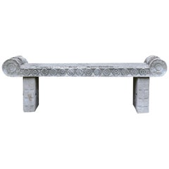 Stone Bench with Rolled-Over Ends