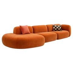 Stone Blocks Modular Sofa Fully Upholstered in Velvet By Carlos Soriano