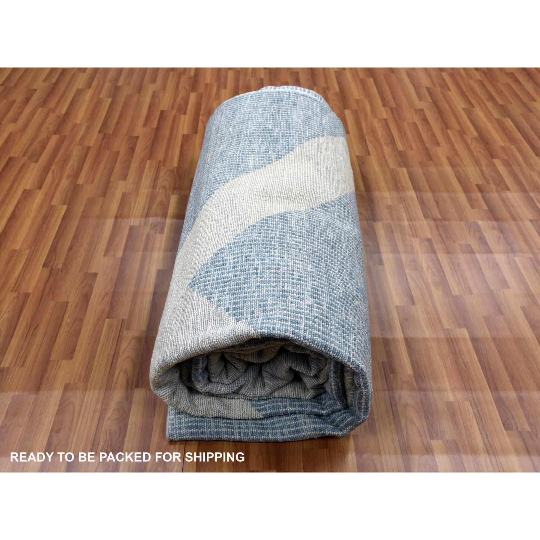 Stone Blue Art Deco Collection S. Tutta Lana annodata a mano Tappeto oversize 12'1