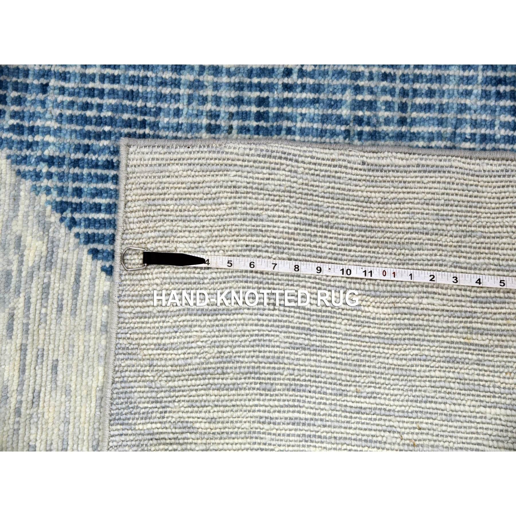 Stone Blue Art Deco Collection S. Tutta Lana annodata a mano Tappeto oversize 12'1