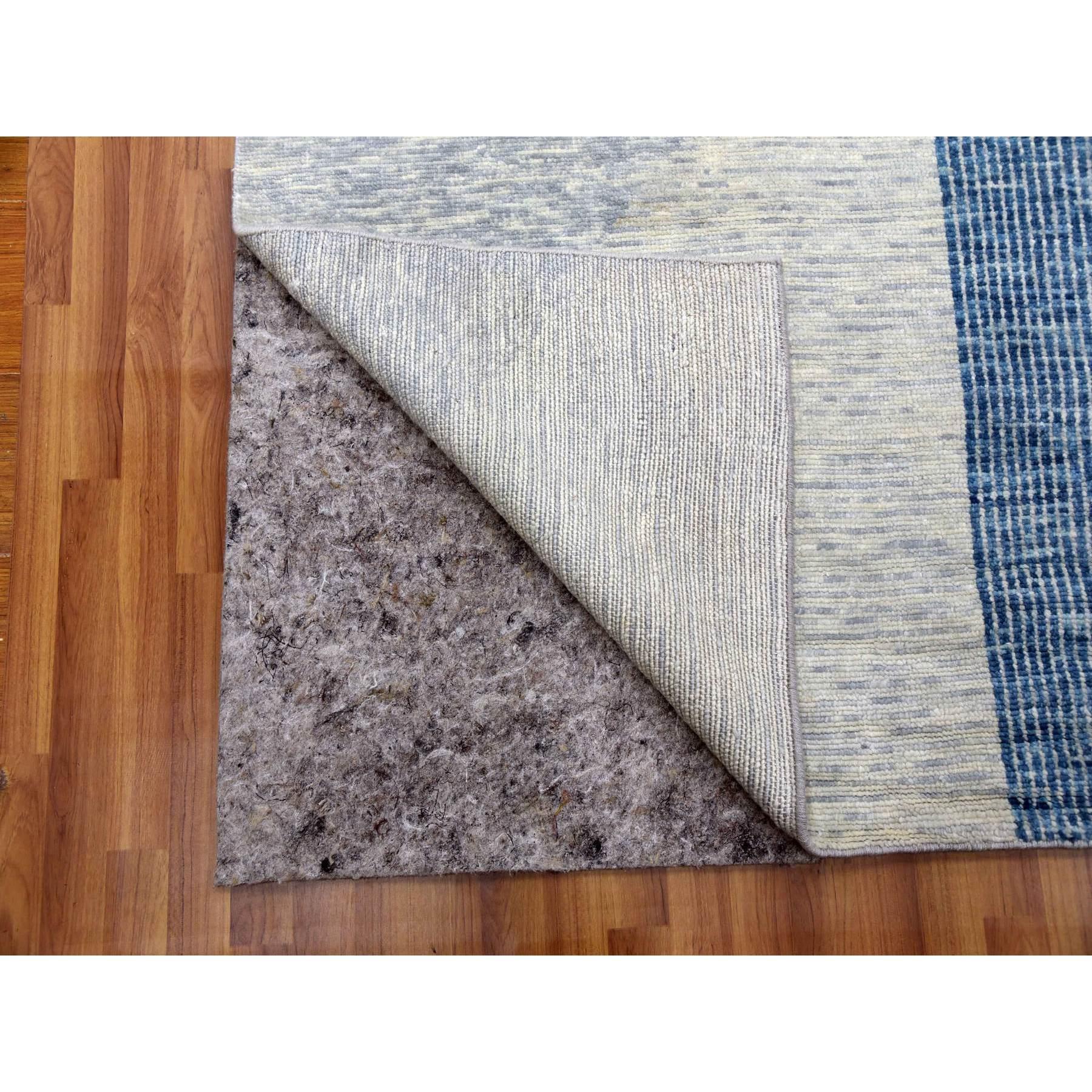 Annodato a mano Stone Blue Art Deco Collection S. Tutta Lana annodata a mano Tappeto oversize 12'1
