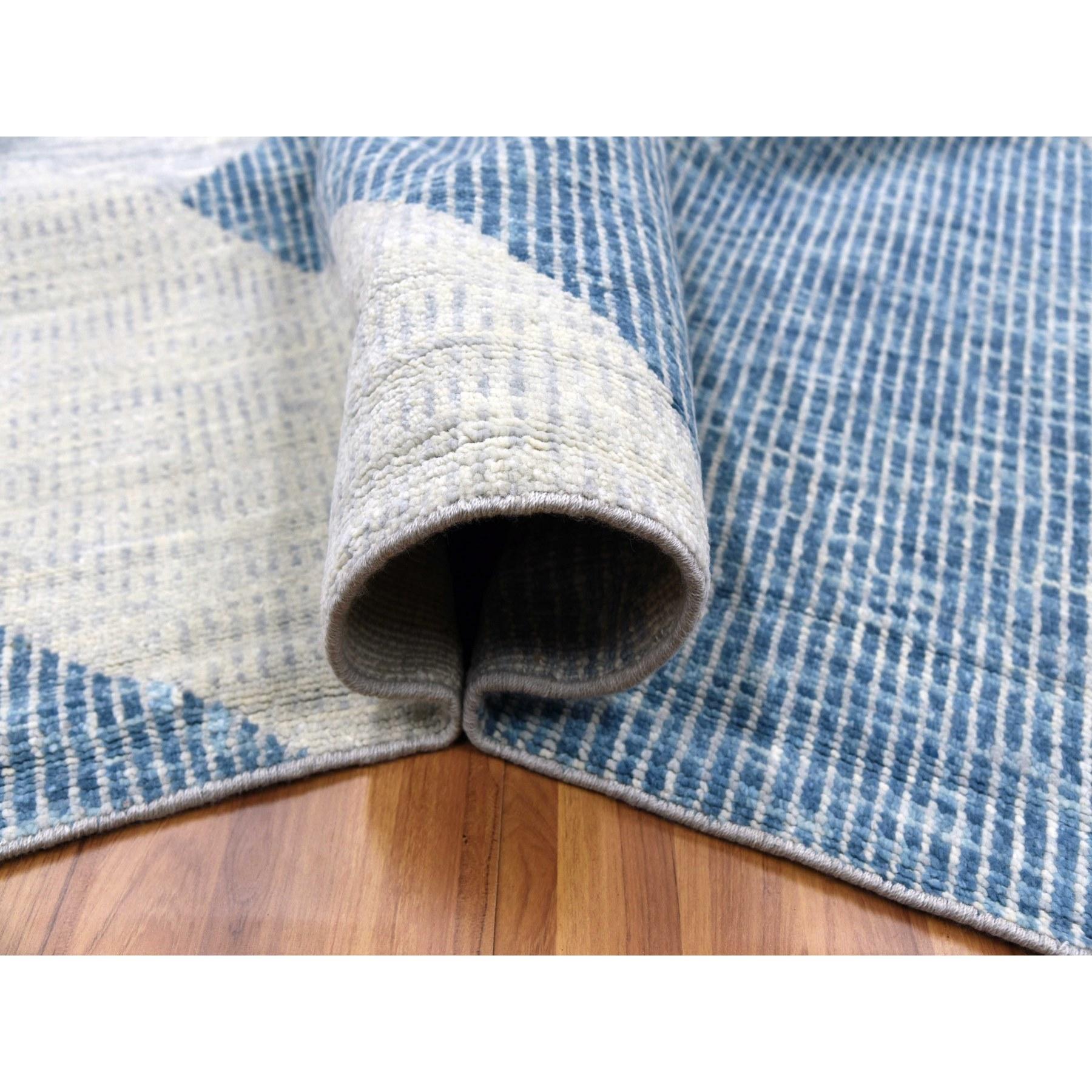 Stone Blue Art Deco Collection S. Tutta Lana annodata a mano Tappeto oversize 12'1