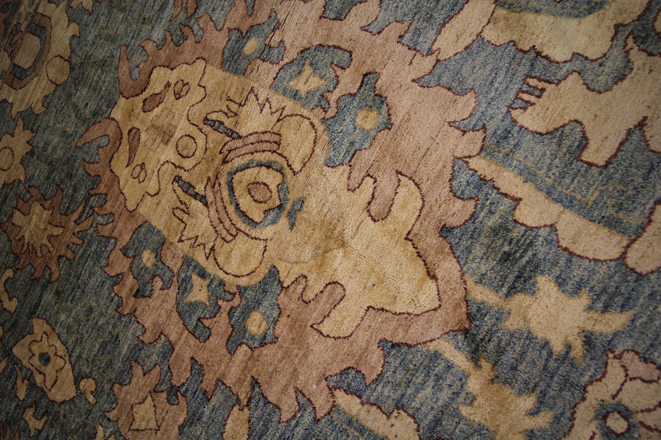 Stone Blue Carpet Rugs, Handmade Zeigler Style Rug, Over Size Livingroom Rug For Sale 3
