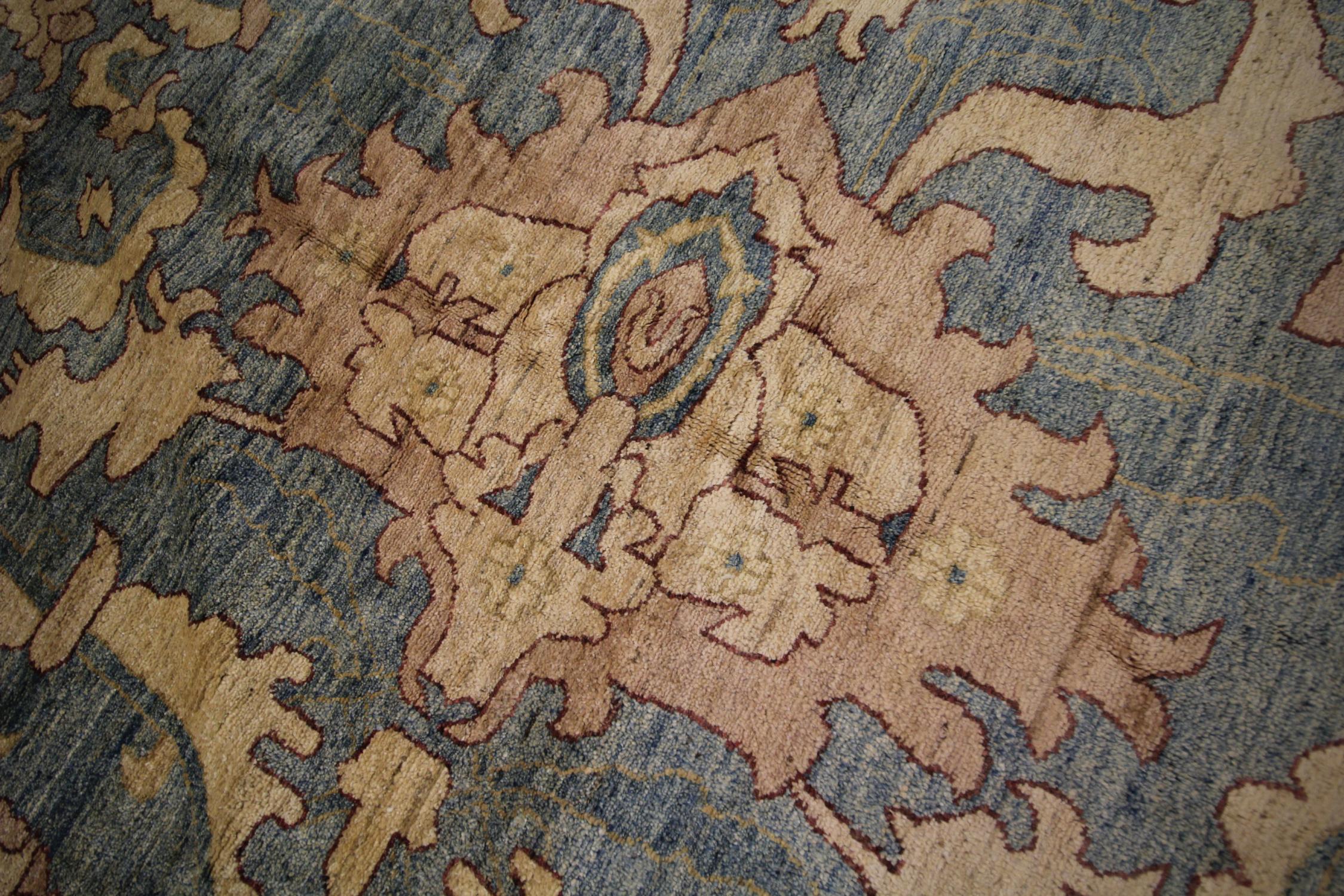 Sultanabad Stone Blue Carpet Rugs, Handmade Zeigler Style Rug, Over Size Livingroom Rug For Sale