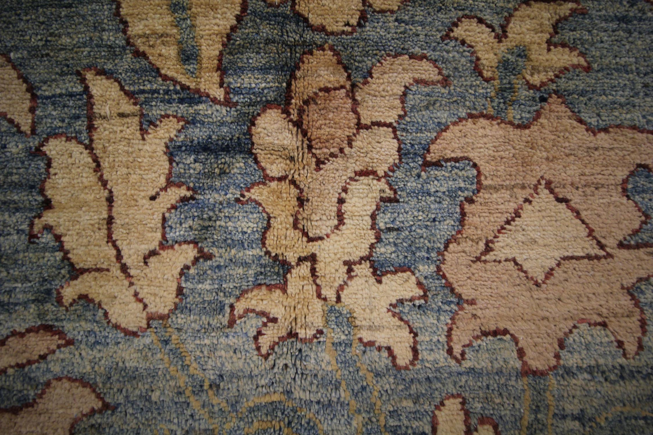 Wool Stone Blue Carpet Rugs, Handmade Zeigler Style Rug, Over Size Livingroom Rug For Sale