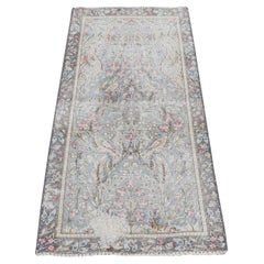 Stone Blue Vintage Persisch Kerman Hand geknüpft reine Wolle abgenutzt Downs Teppich 1'9 "x3'7"