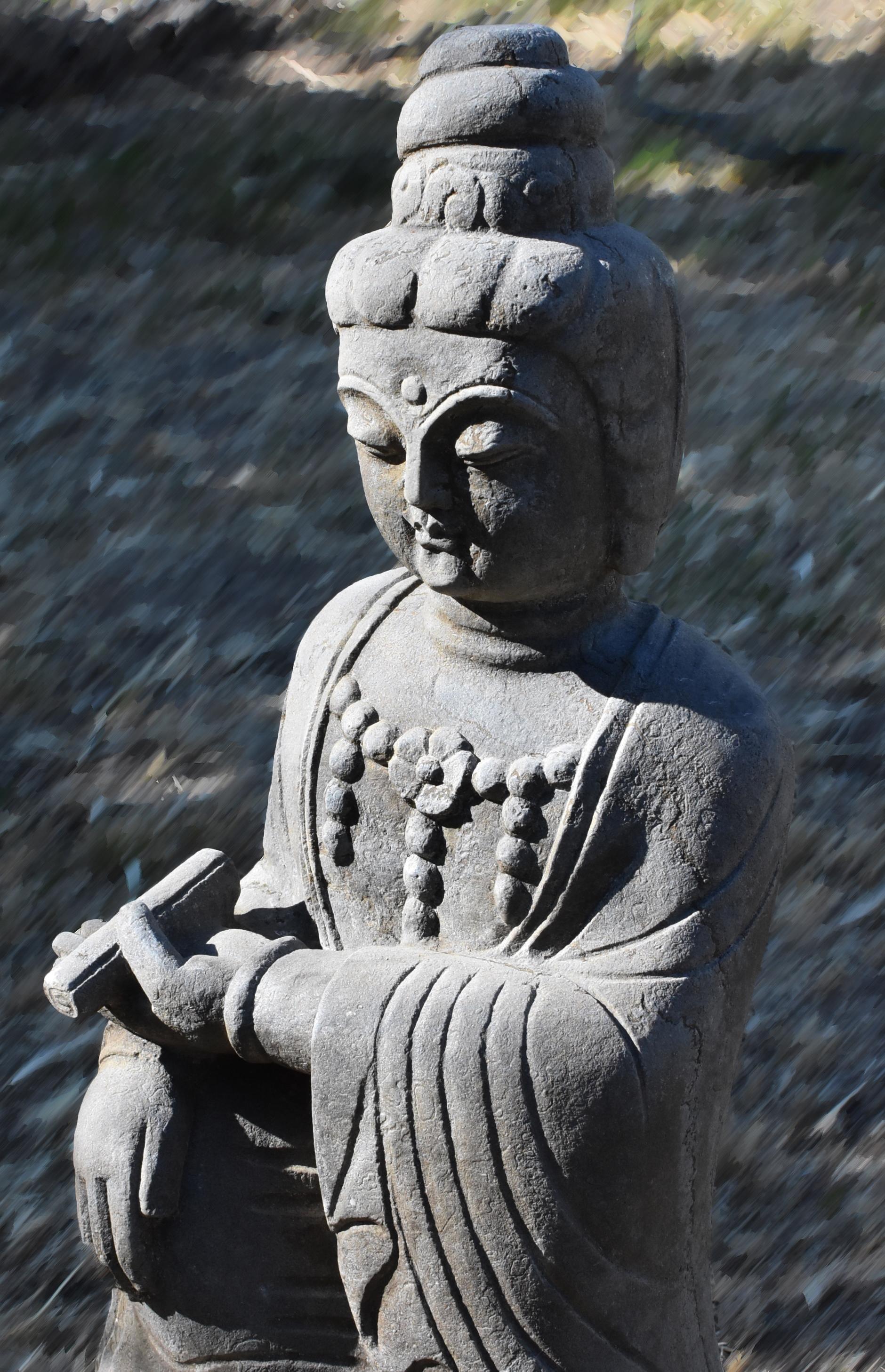 Chinese Stone Bodhisattva Statue Kwan Yin as an Teacher