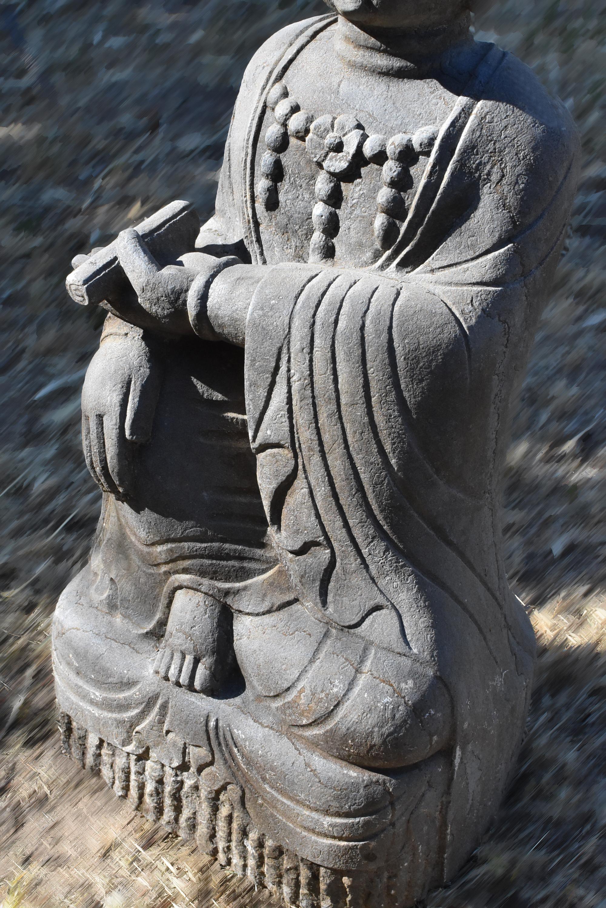 Hand-Carved Stone Bodhisattva Statue Kwan Yin as an Teacher