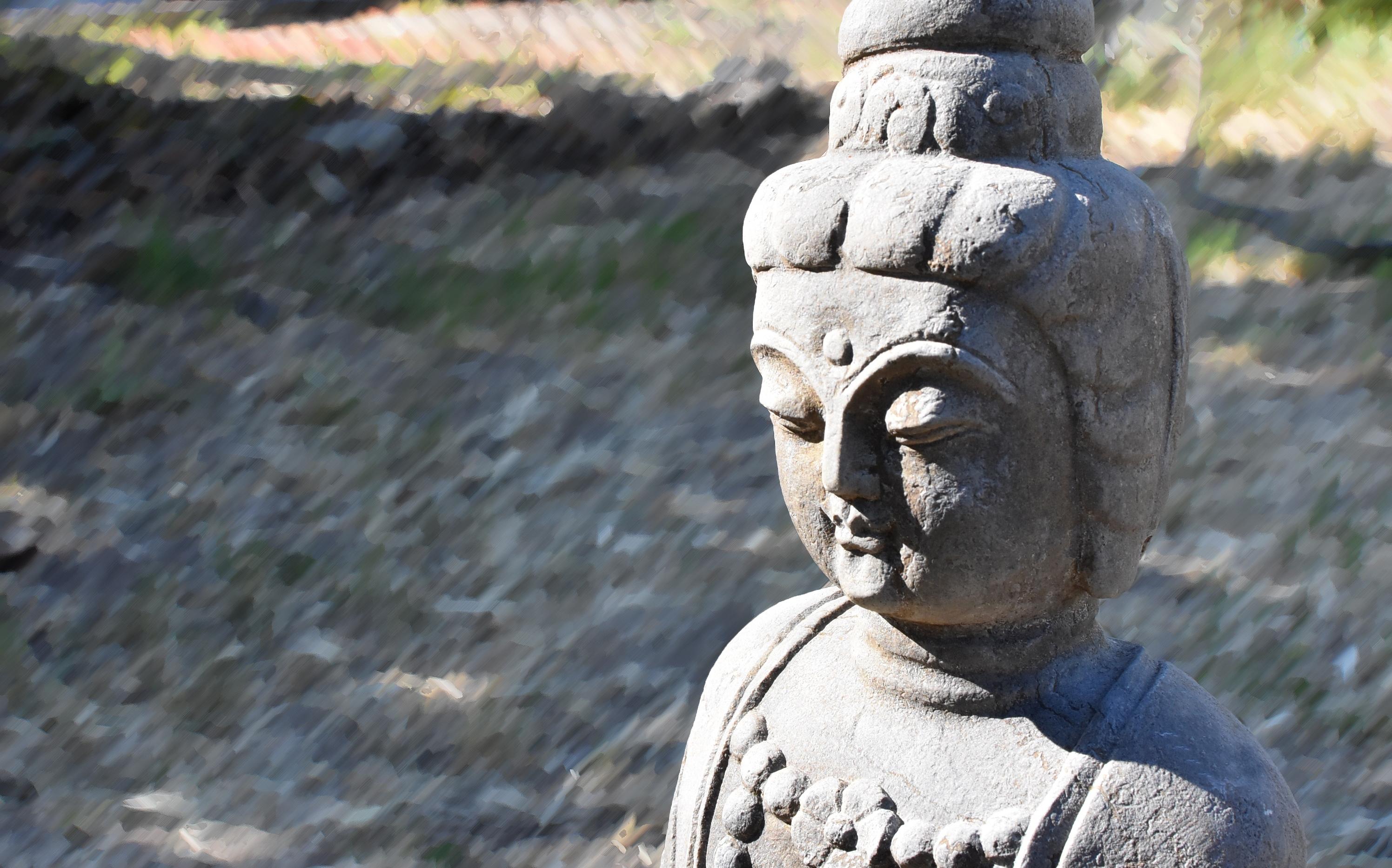 Stone Bodhisattva Statue Kwan Yin as an Teacher In Good Condition In Somis, CA