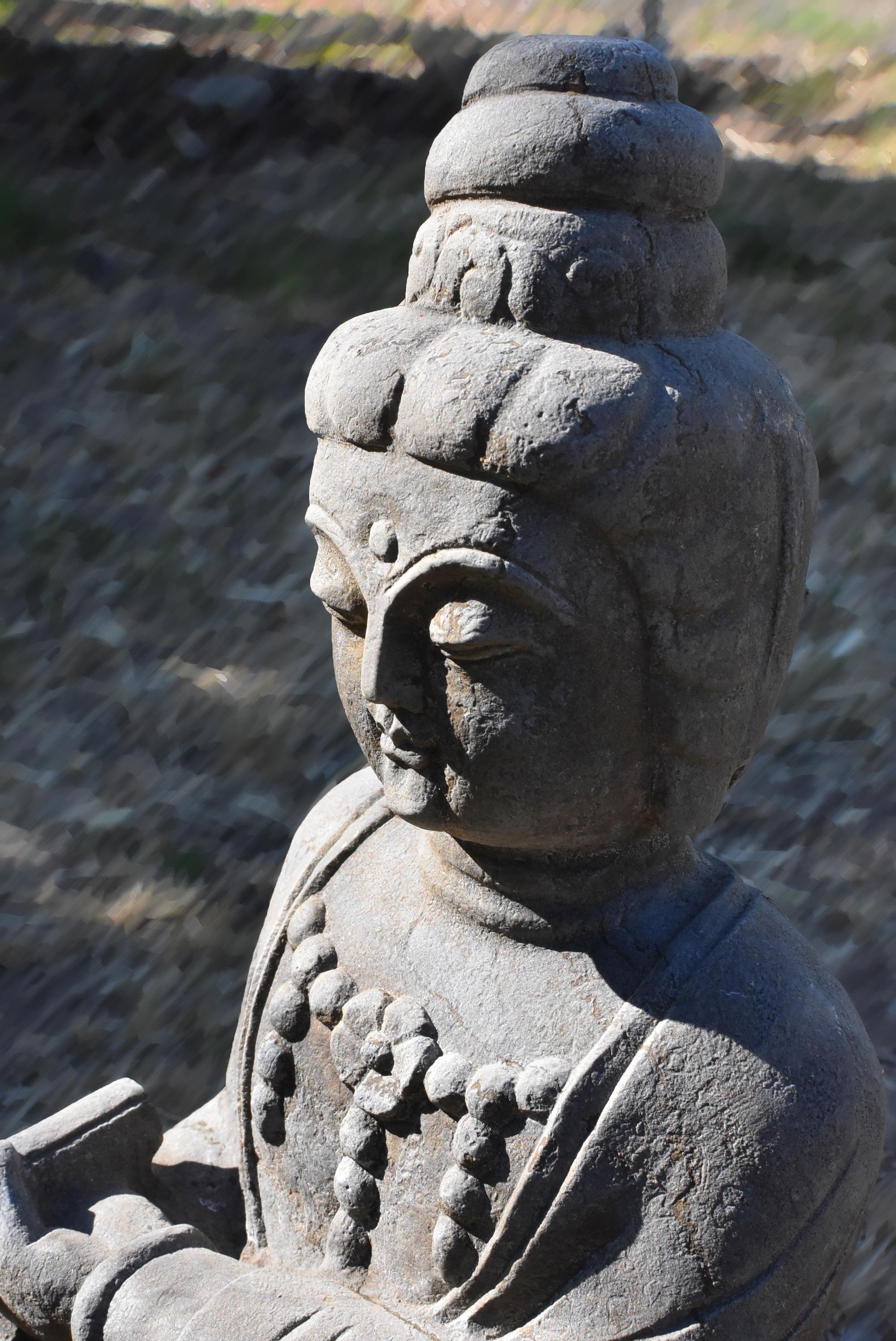 20th Century Stone Bodhisattva Statue Kwan Yin as an Teacher