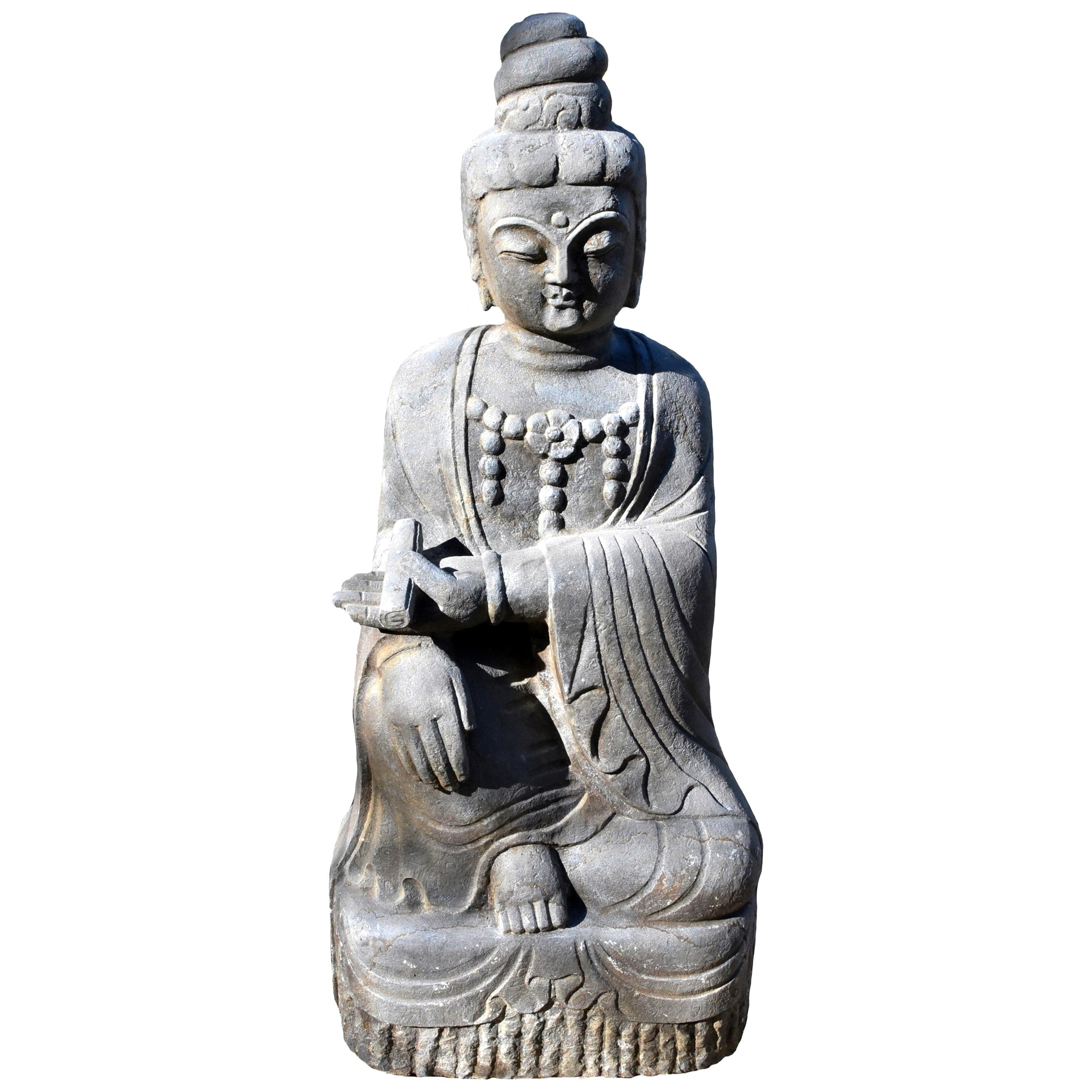 Stone Bodhisattva Statue Kwan Yin as an Teacher
