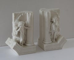 Stone Bookends Hide & Seek Cherubs by Revival Art Company, 20th Century
