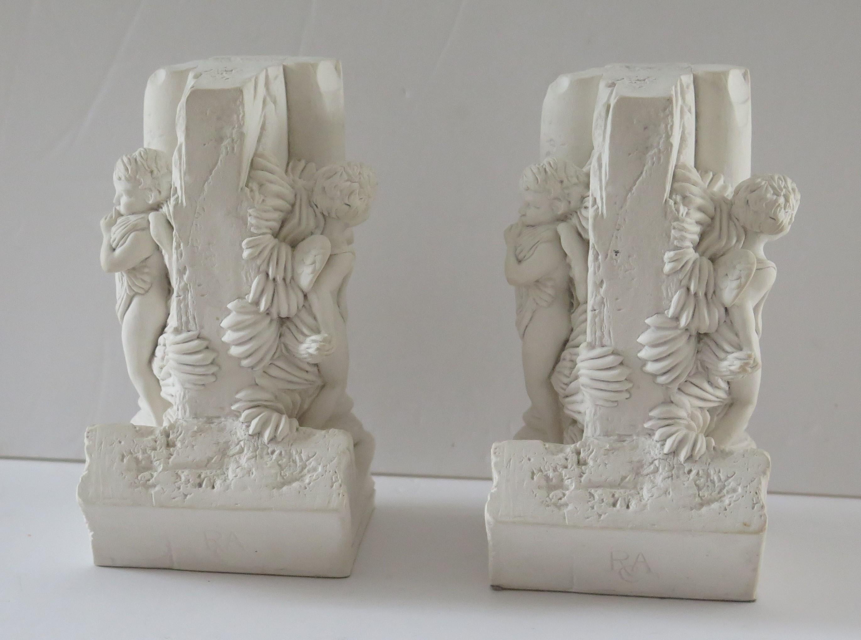 Cast Stone Bookends Hide & Seek Cherubs by Revival Art Company, 20th Century