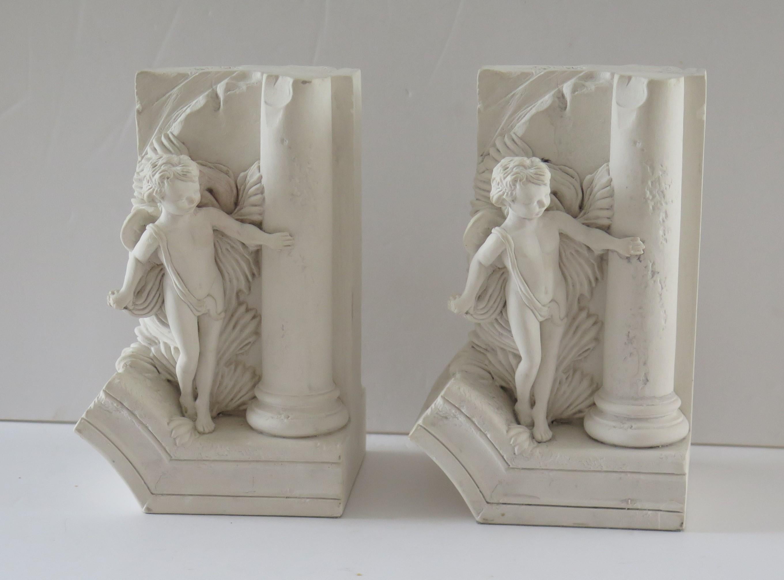 Stone Bookends Hide & Seek Cherubs by Revival Art Company, 20th Century In Good Condition In Lincoln, Lincolnshire