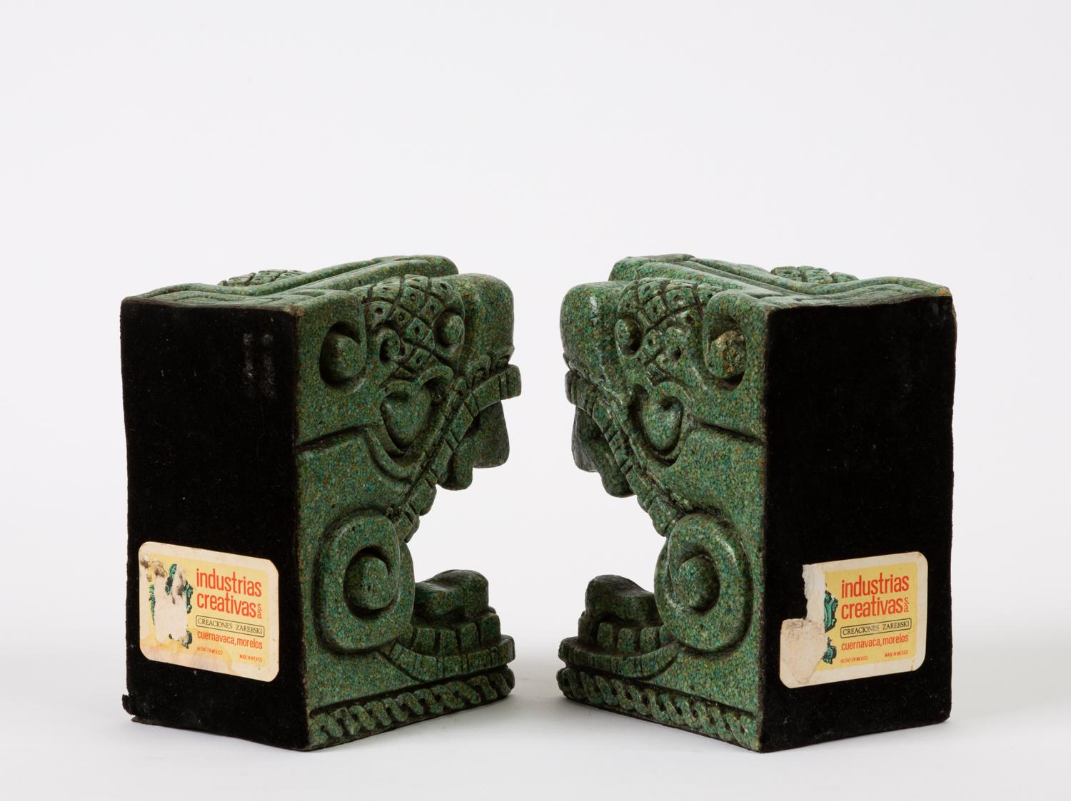 Stone Bookends Pre Columbian Style by Michael Zarebski for Industrias Creativas In Excellent Condition In Los Angeles, CA