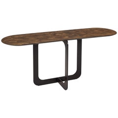 Table console ovale en bronze Stone Steele avec structure en acier par Disain1971