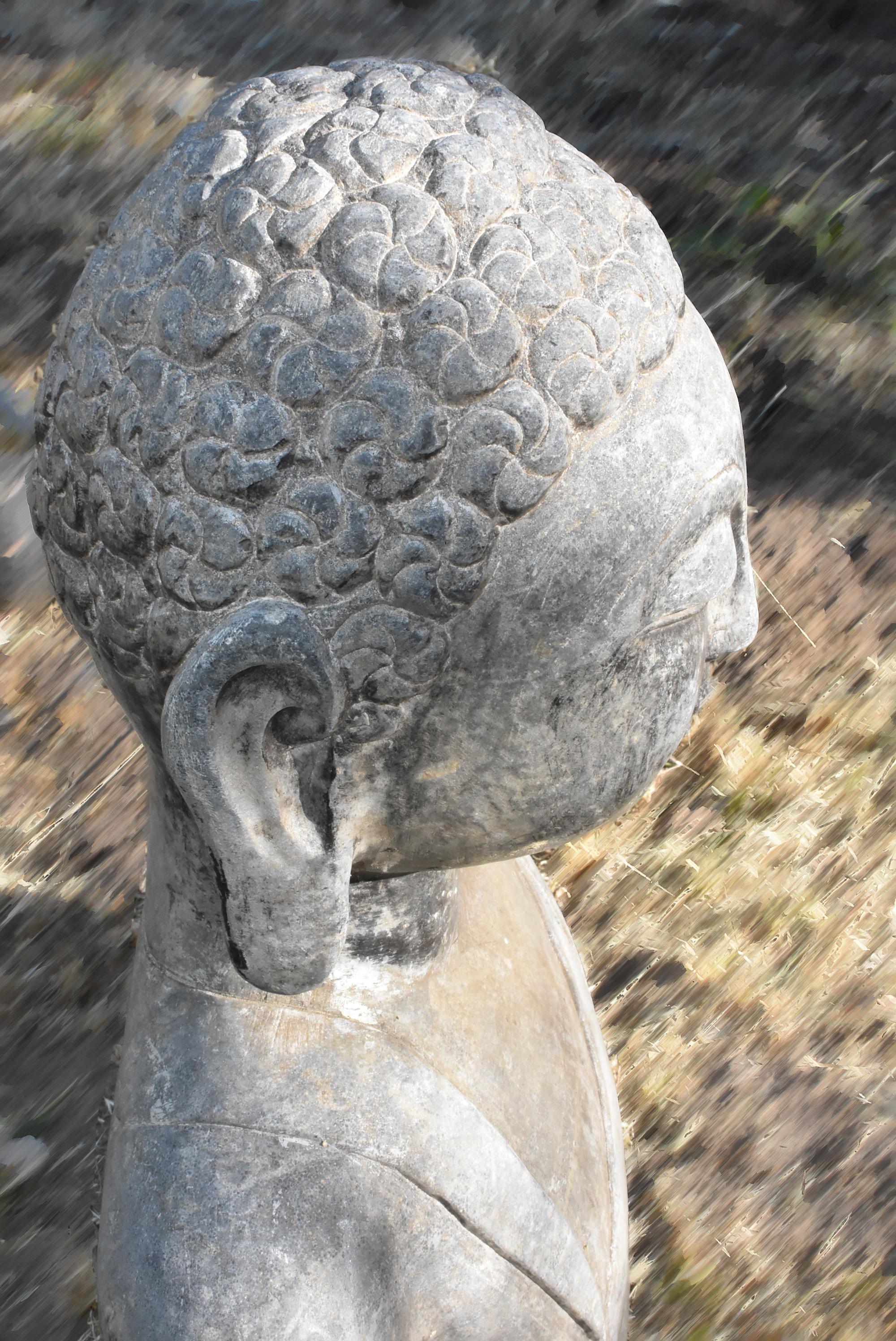 Large Solid Stone Buddha Bust For Sale 4