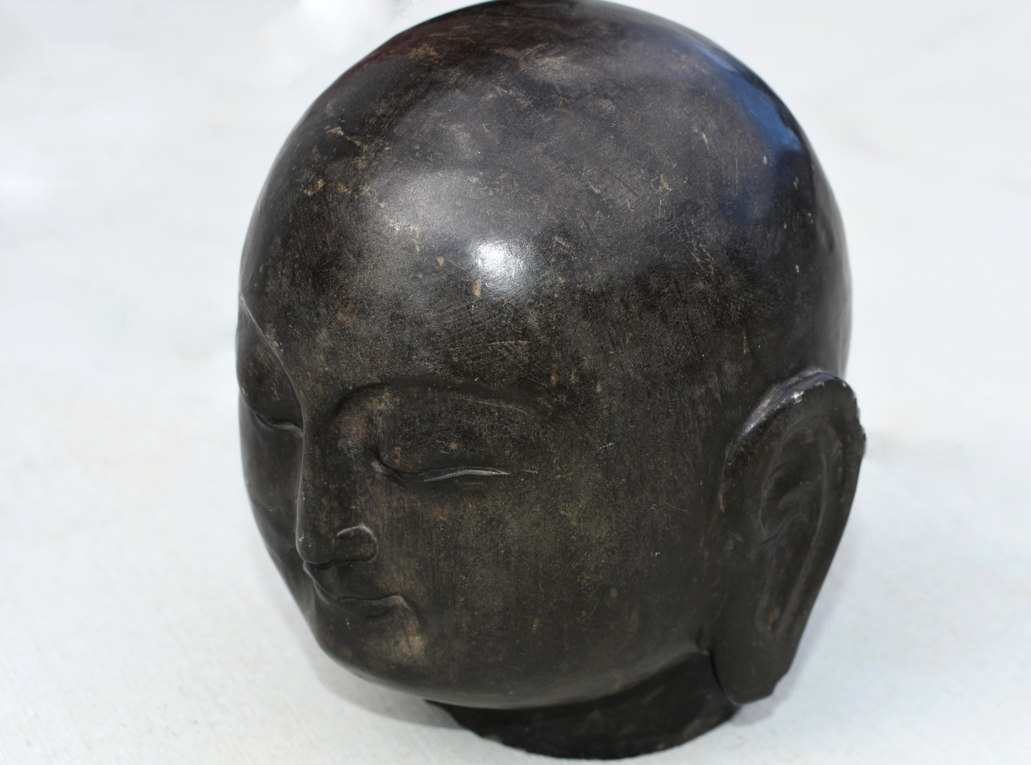 Hand-Carved Stone Buddha Head 17 lb