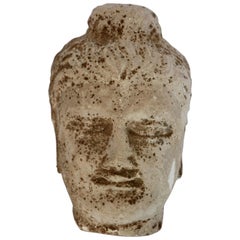 Antique Stone Buddha Head Sculpture, 20th Century