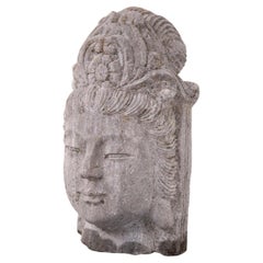 Antique Stone Buddha head sculpture, India