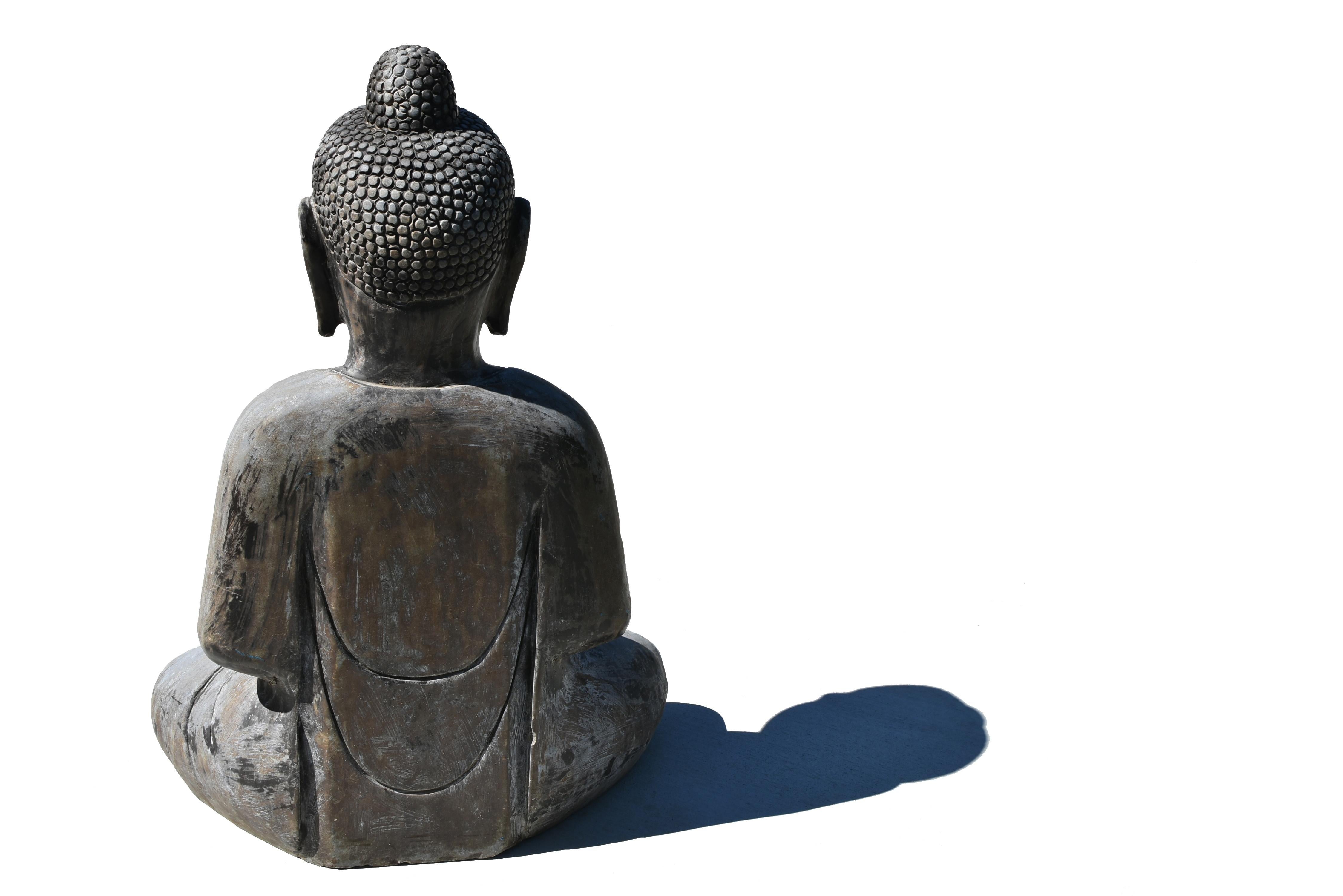 Stone Buddha Large Solid Sitting Statue 6