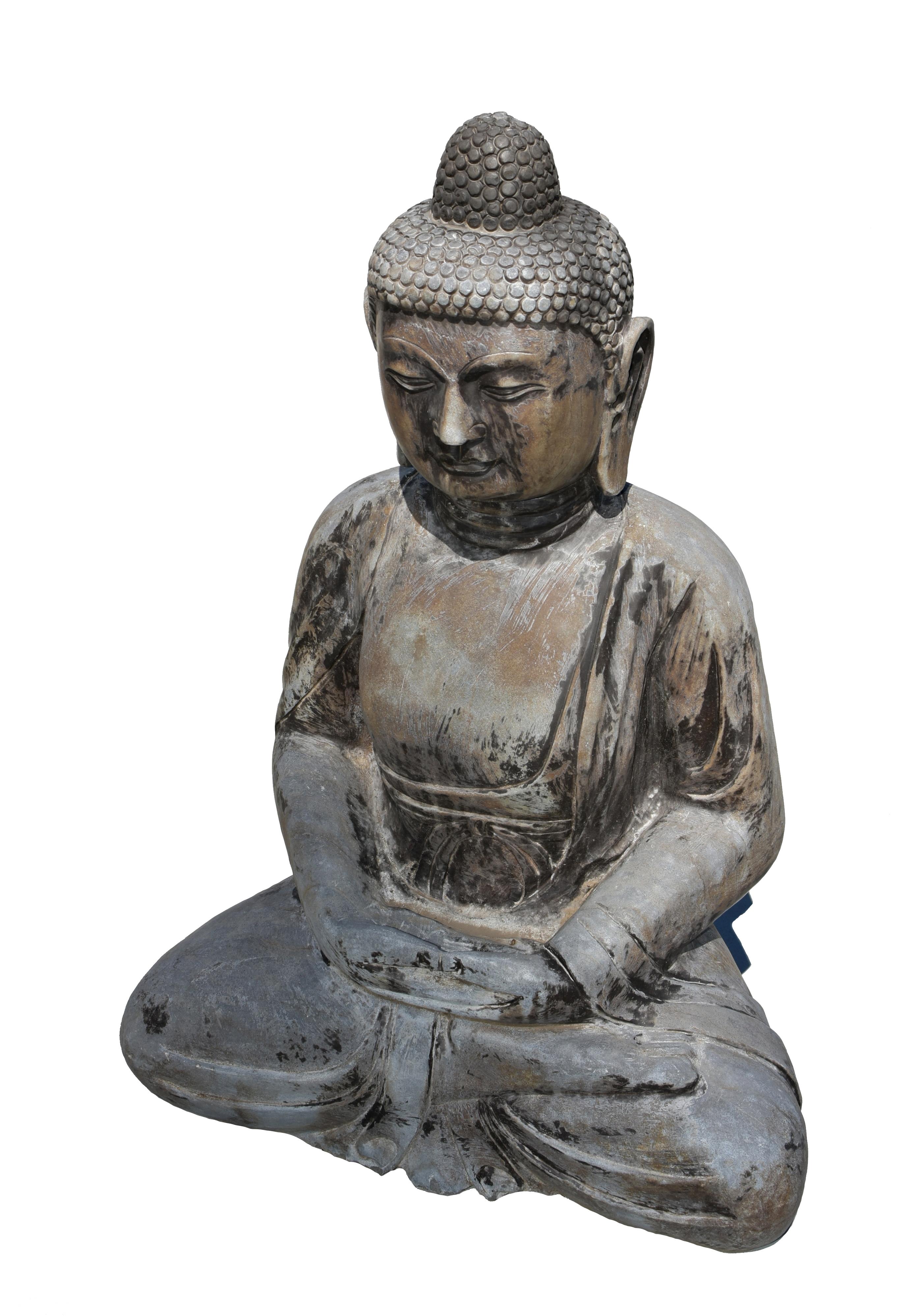 Tang Stone Buddha Large Solid Sitting Statue