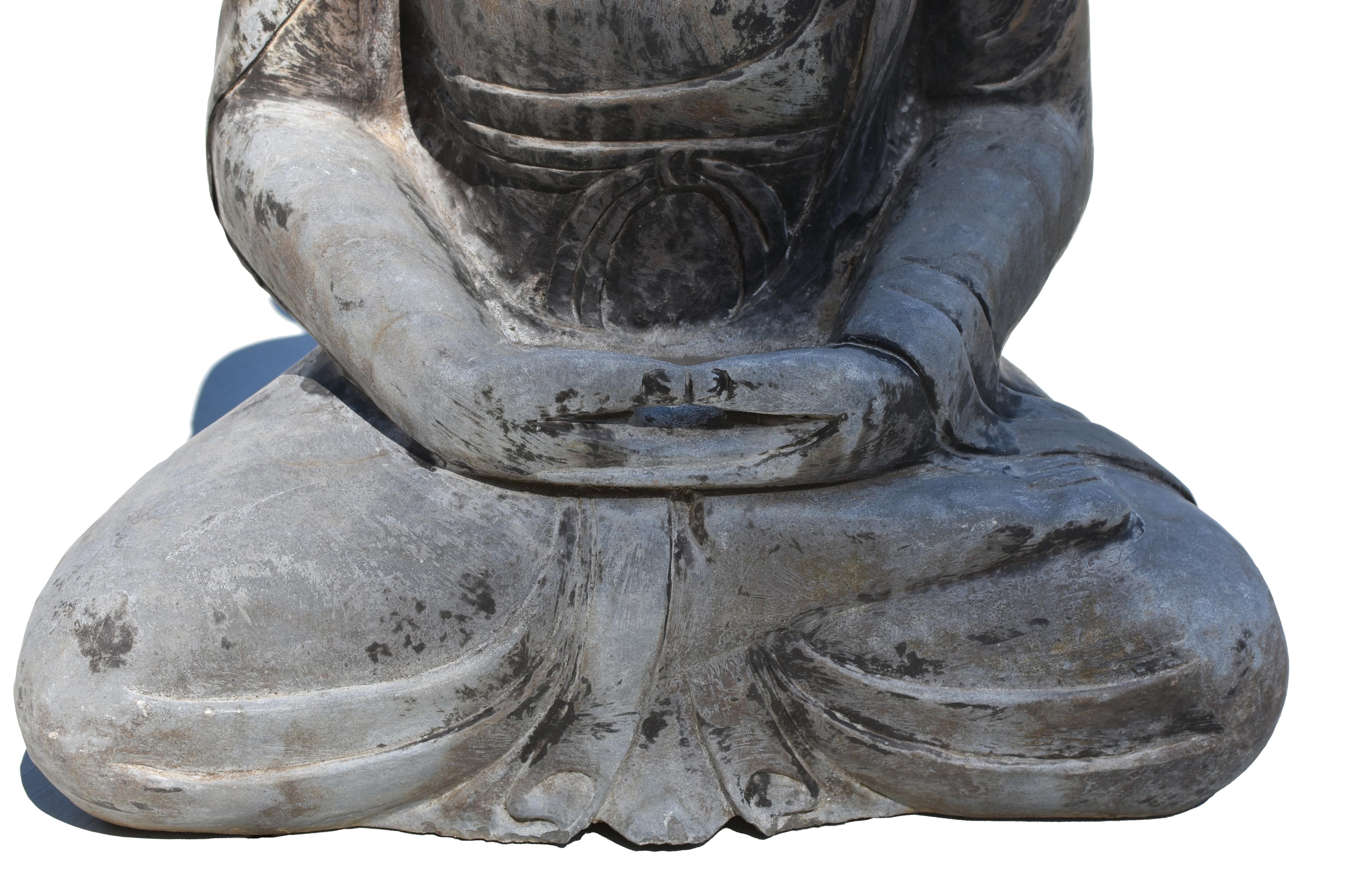 Stone Buddha Large Solid Sitting Statue 1